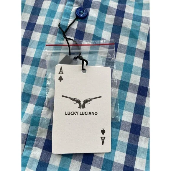 Lucky Luciano Button Up Shirt Mens XL Checkered Long Sleeve New With Tag